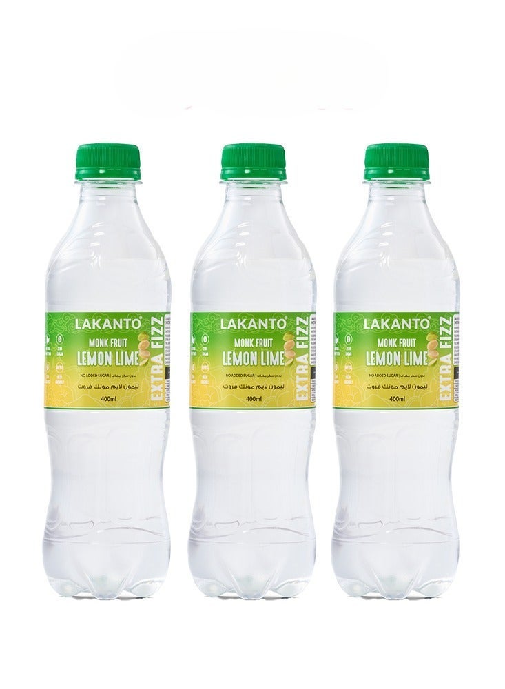 LAKANTO Naturally Sweetened Lemon Lime With Monk Fruit - 3 Bottles - Image 1
